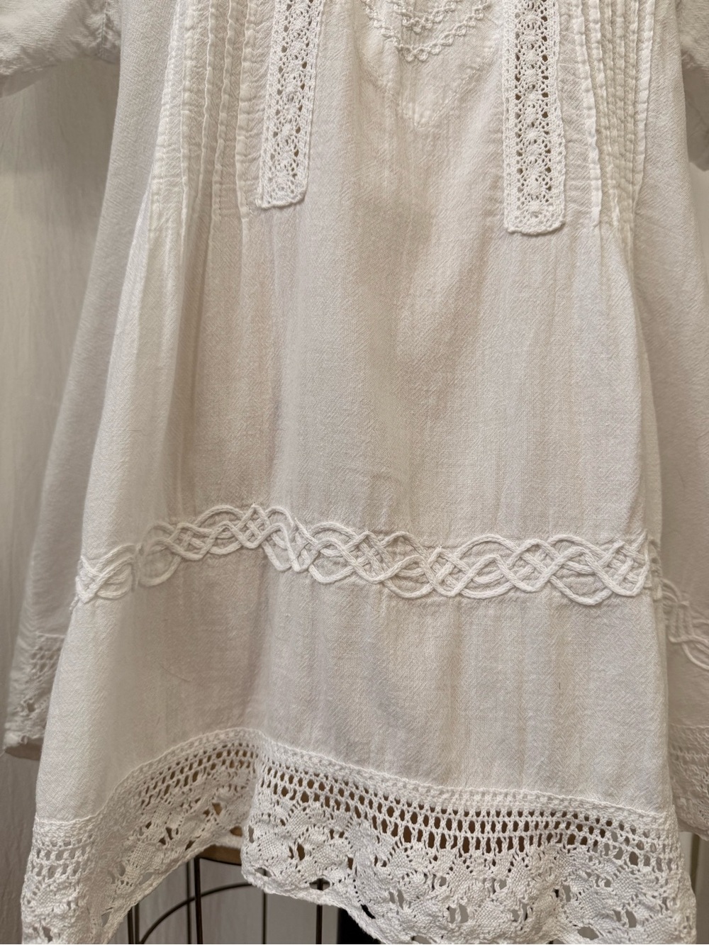 Caamano,  White Cotton Lace Pintuck Button Front Tunic Top sz XL - Picture 3 of 11